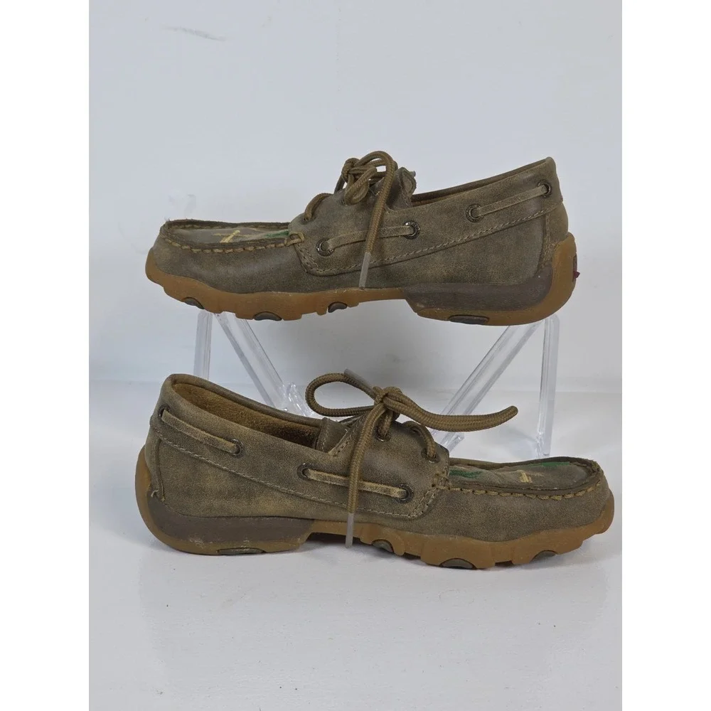 Twisted X Kids Size 2 Painted Cactus Arrow Leather Deck Shoes Moc Loafers Chill